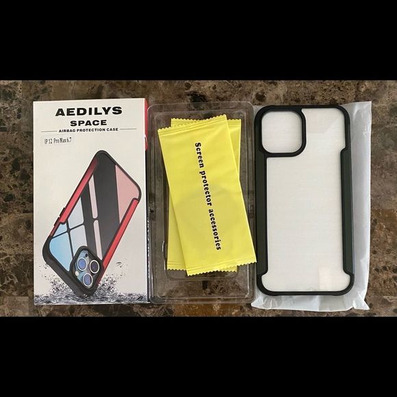 🆕 Aedilys Space IPhone 12 Pro Max 6.7, Color Black and dark Green trim, clear. - Picture 2 of 5